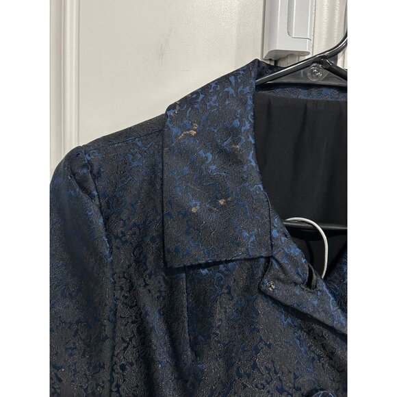 Laxmilelas Tailored Blue Brocade Dress Suit Custom-Made Elegant 2 Piece Design - Picture 10 of 12